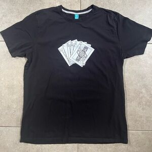 Black Graphic Tee Playing Cards Spread Shirt 100% Cotton XL